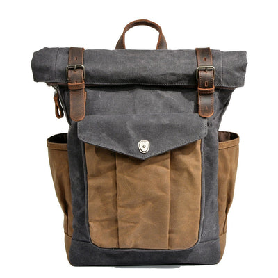 Waxed Canvas Roll Top Backpack | MARSEILLE